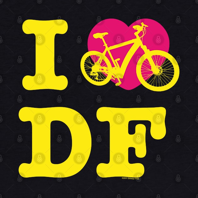 I Love Cycling DF Yellow Pink / Yo Amo andar en Bicicleta en el DF / Chilango Pride / Orgullo Chilango Graphic by chilangopride